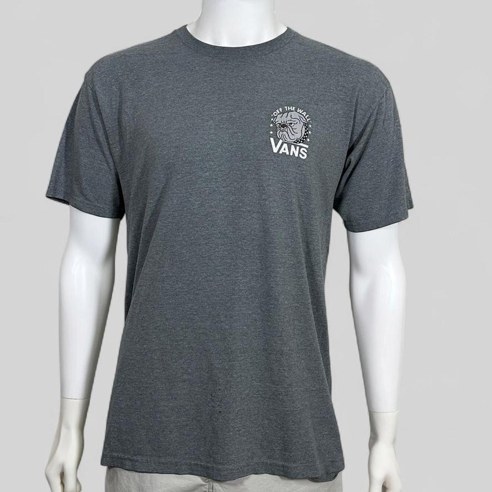 Vans Off The Wall Bulldog Graphic T-Shirt Gray Skate Streetwear Men's M Y2K